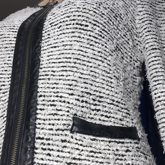 JOIE Goat Leather Trim Zip Blazer - Picture 4 of 7